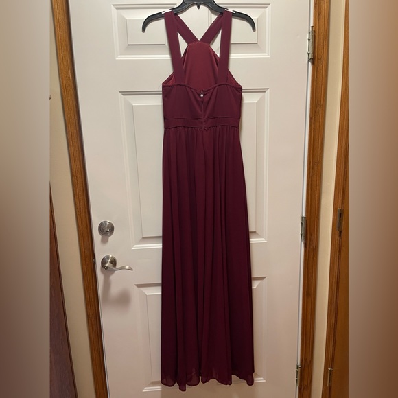 Lulu’s Formal Dress Bridesmaid Prom Sz S Cranberry Lined Sleeveless Wide Straps - Picture 2 of 10